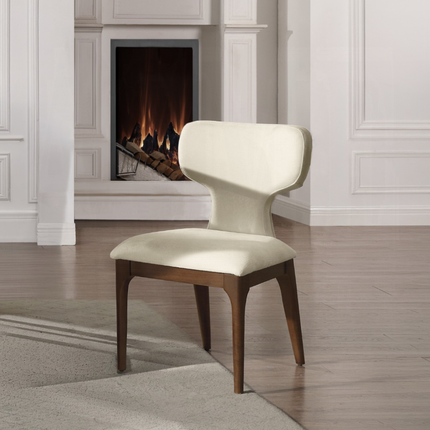 Koen Beige Chenille & Brown Oak Upholstered Side Chair (Set of 2)