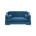 Paloma Medium Dog Sofa Bed in Satin Teal Blue Velvet with Curved Arms and Bolster Pillows