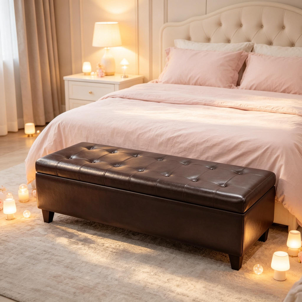 Contemporary Style Bench,Tufted Bench,Ottoman Storage Bench