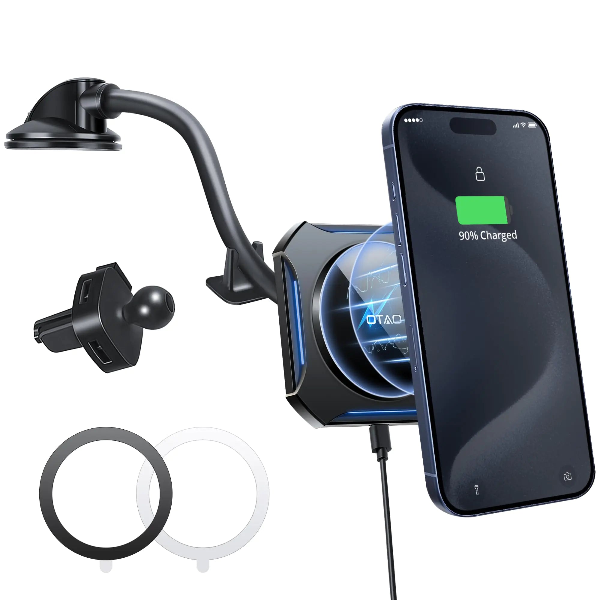 OTAO for Magsafe Car Mount Charger Wireless Charger Fast Charging for Magsafe Car Charger Air Vent/Dashboard Magnetic Phone Holder for iPhone 15/14/13/12 Pro Max Magsafe Accessories n a