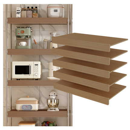 30' x 16' Heavy Duty MDF Wood Shelf Liners 5 Pcs, Odor-Free Solid Panels, 0.6 Inch Thick Wire Rack Covers for Pantry, Closet & Garage Storage ( LIGHT OAK Color )