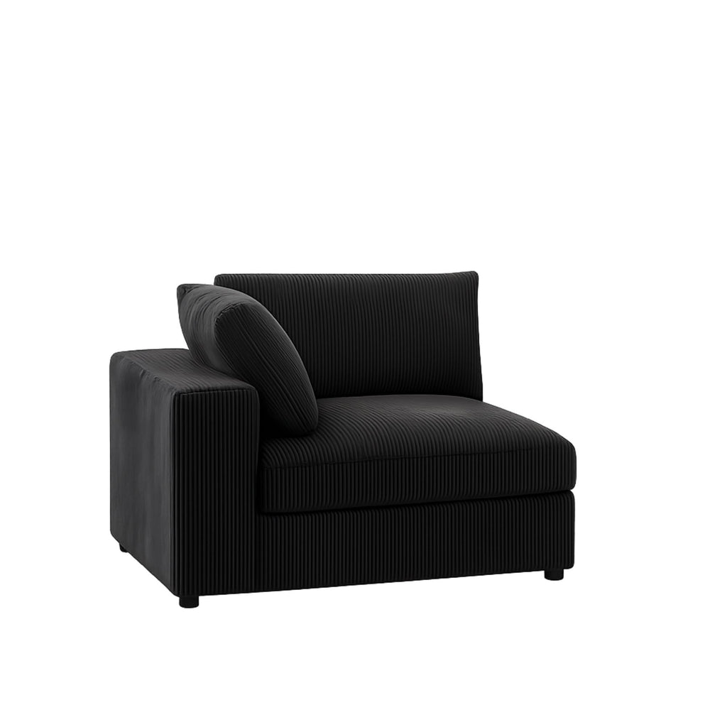 Corner Modular Sectional Sofa with Durable Corduroy Upholstery in Black, 38x38x33 inches