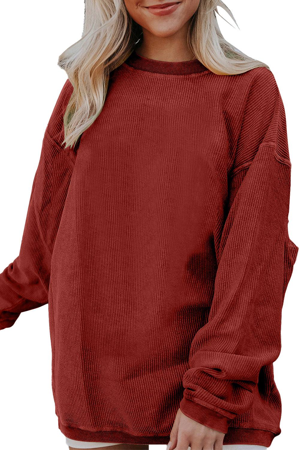 Grass Green Crinkle Rib Drop Shoulder Oversized Sweatshirt