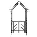 Metal Garden Arch with Gate W58.07*H97.24 Climbing Plants Support Rose Arch Outdoor Black