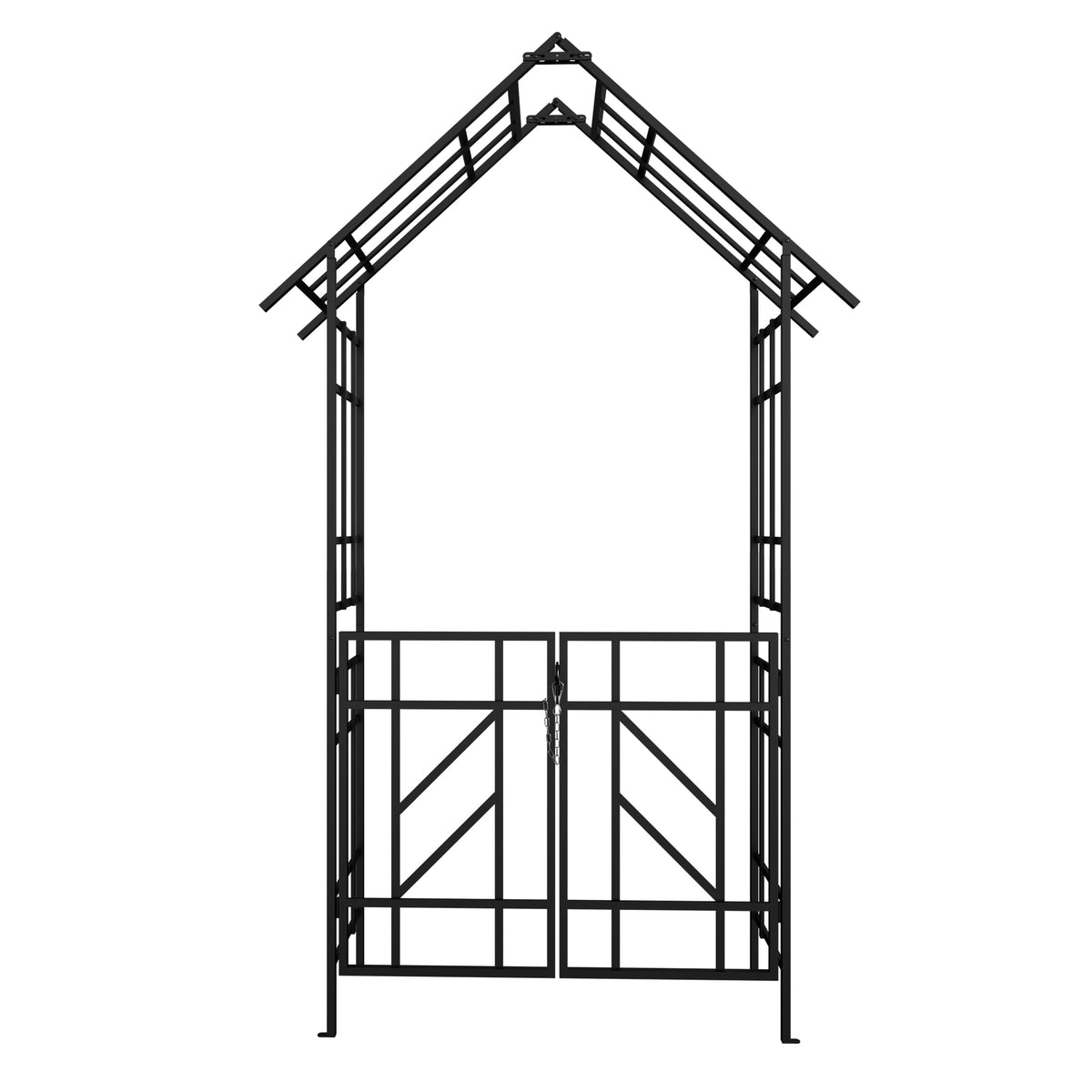 Metal Garden Arch with Gate W58.07*H97.24 Climbing Plants Support Rose Arch Outdoor Black