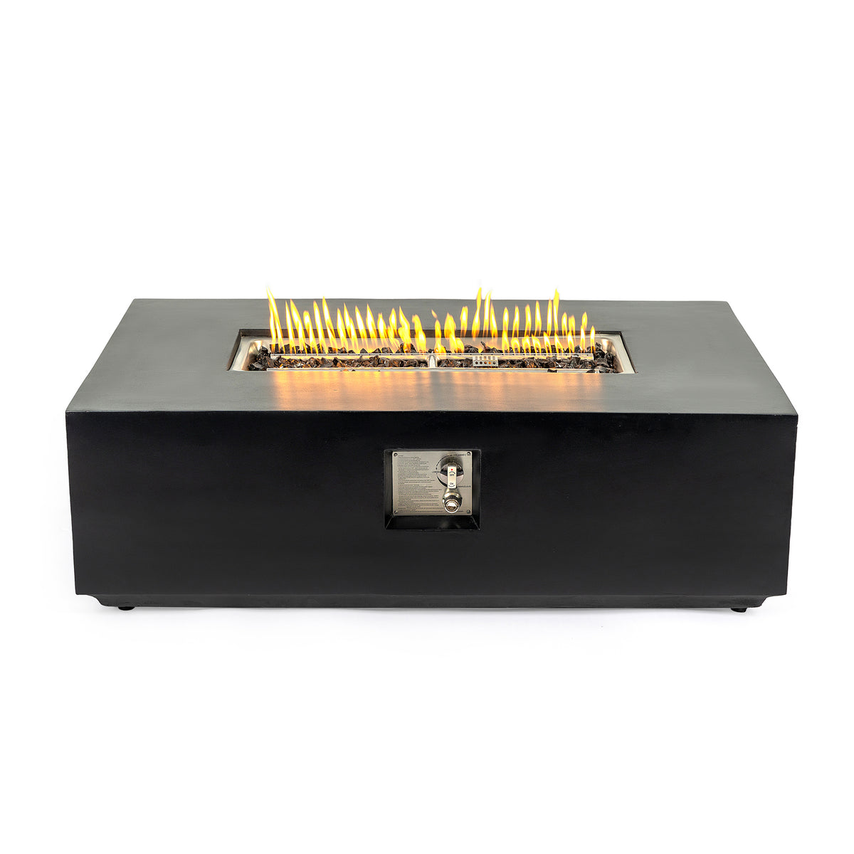 Concrete Propane/Natural Gas Fire Pit Table in Charcoal with Fiber Concrete Construction, 48-Inch Rectangular Design