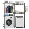 Over Washer and Dryer Shelves,  4 Tier Laundry Room Clothes Drying Rack Wire Basket & Rotating Side Hook, Heavy Duty Laundry Drying Rack, Space Saving and Adjustable Shelves, Black