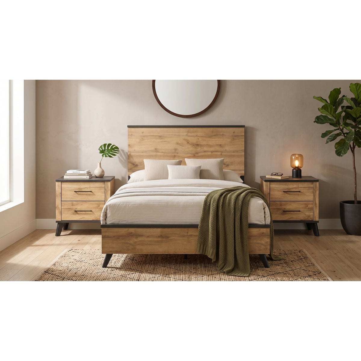 Elmwood Weathered Brown / Natural Pine Queen 3-Piece Bedroom Set