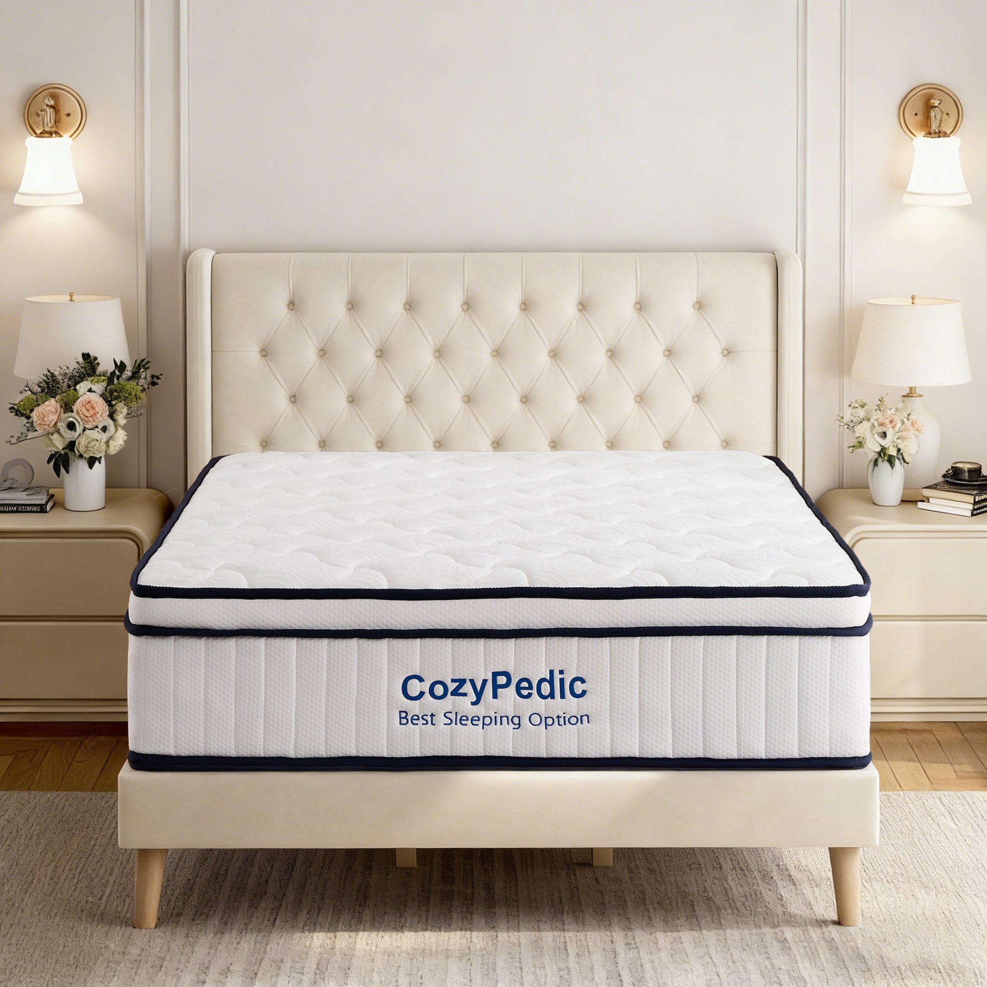 12 Inch Queen Size Medium Firm Mattress, Memory Foam with Pocket Springs for Back Pain Relief & Pressure Relief, Cooling Antibacterial Cover, CertiPUR-US Certified, White(59.84'x 79.92'x 11.81')