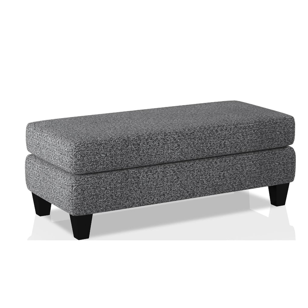 Contemporary Style Gray Chenille Ottoman with Solid Wood Tapered Legs Plush Seat 1pc Living Room Furniture