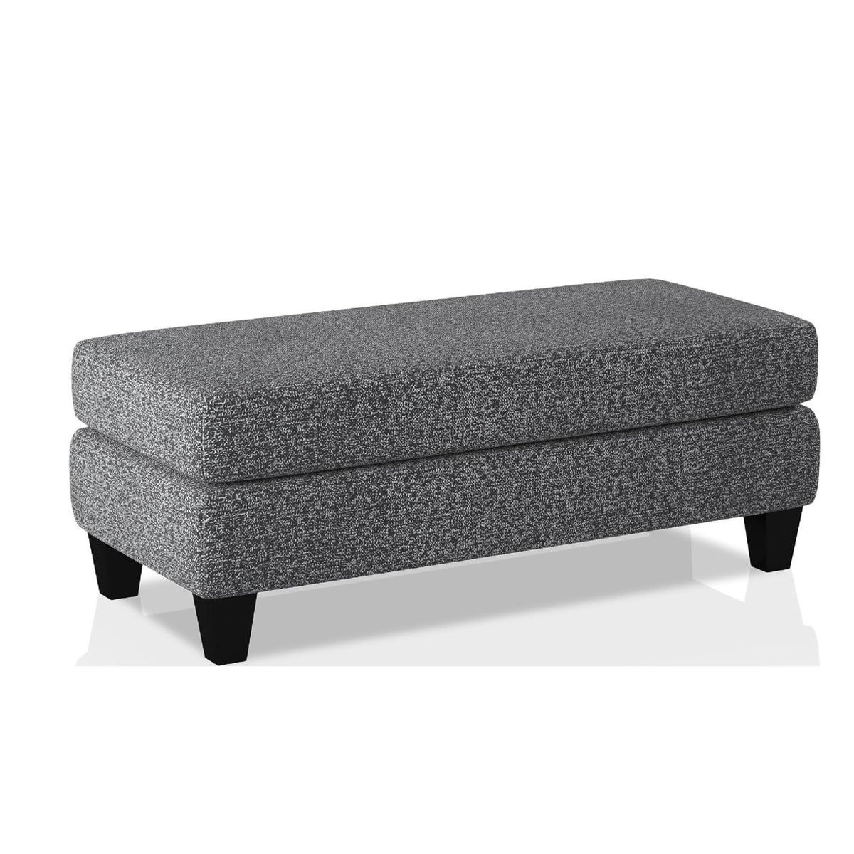 Contemporary Style Gray Chenille Ottoman with Solid Wood Tapered Legs Plush Seat 1pc Living Room Furniture