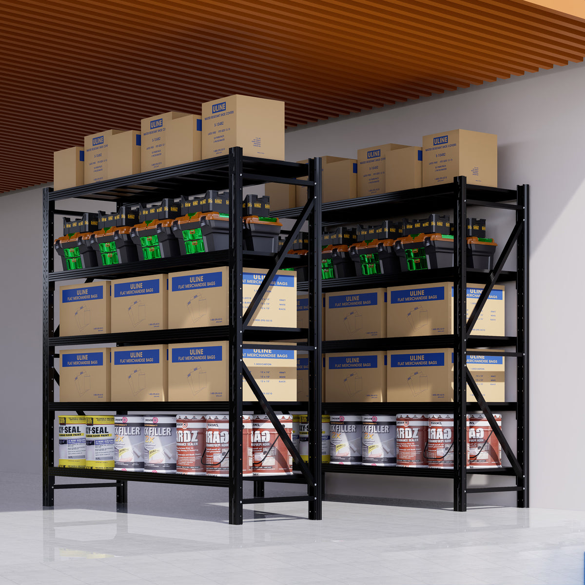 8000LBS Storage Shelves,79' W Garage Shelving Heavy Duty, 24' Deep Storage rack shelf, Steel Tall Industrial Shelving , 5 Tier Adjustable Standing Shelf for Warehouse / Shop 79'W x 24'D x 79'H Black