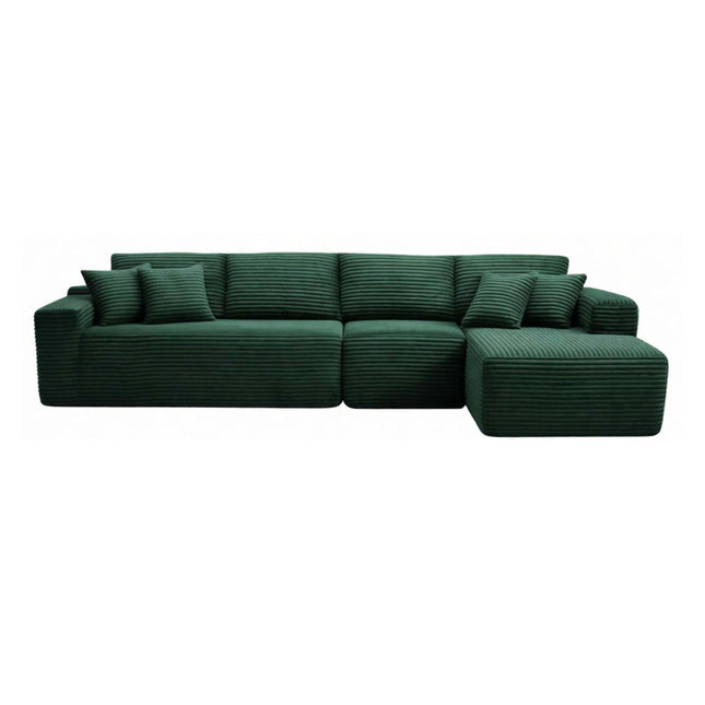 134' Modern Minimalist Modular Sectional Couch, Comfort L Shaped 4-Seat Lounge Sofa for Living Room, Right Hand Facing