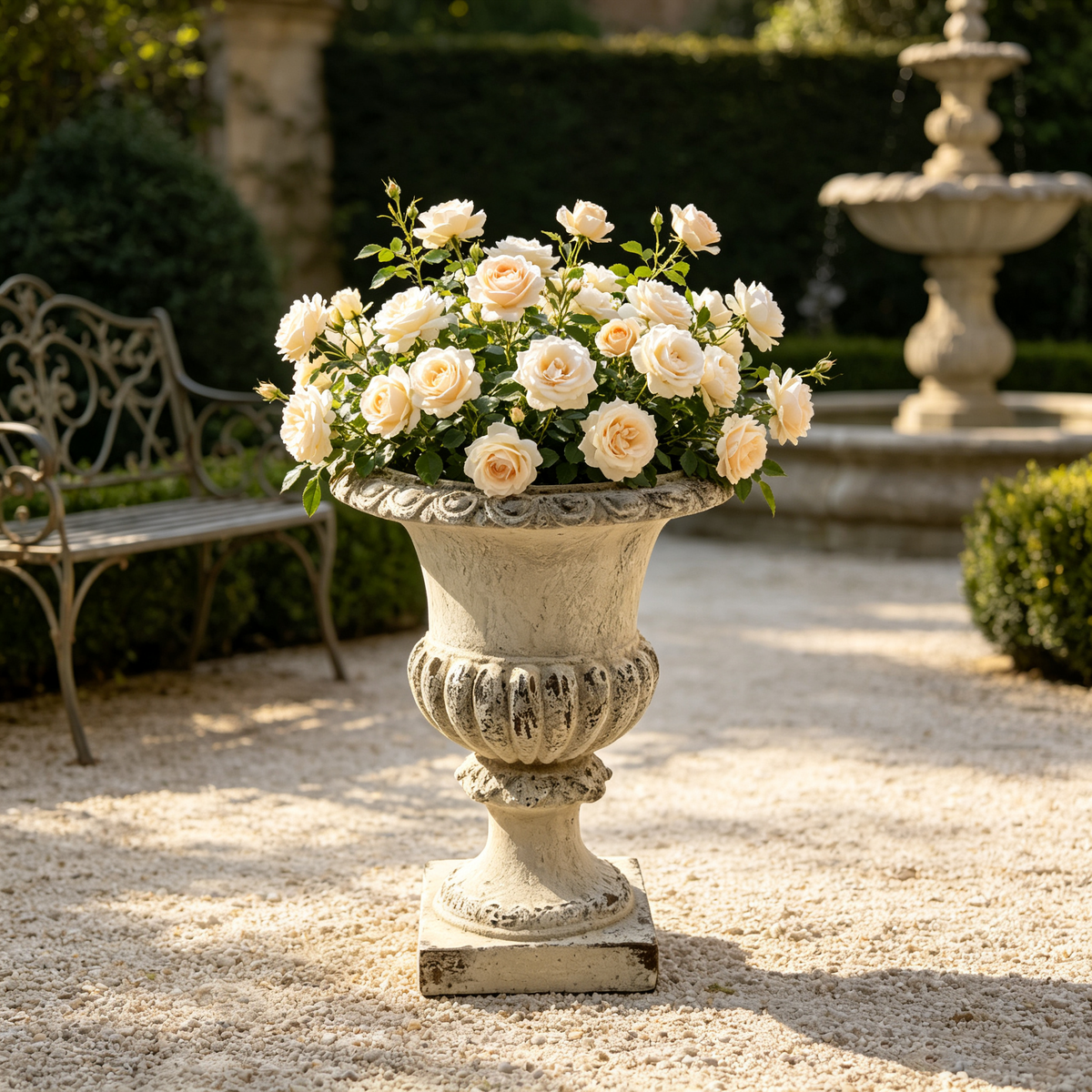 MGO Garden Planter, Garden decoration and planting,Color Antique White, Size 16.14'Wx16.14''Dx22.24'H
