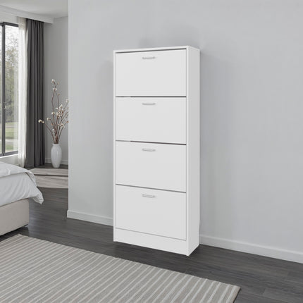 Kobuk 4 Door Shoe Rack, 4 Shelves, White