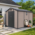 8x10 FT Plastic Outdoor Storage Shed - Lockable Resin Tool Shed with Window & Floor, Champagne