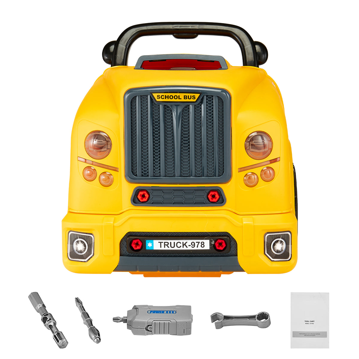 Engine Toy, 60 Pieces, Kids Mechanic Car Repair Set with Removable Parts, Lights and Sounds, Steering Wheel and Horn, Kids Mechanic Workshop Set for Toddler Ages 3 Years and Up, Yellow
