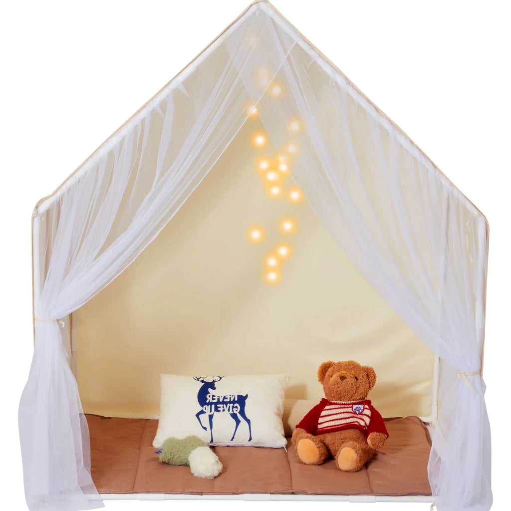 Kids Play Tent, Kids Tent for Kids 1-5 Years Old, Toddler Tent with Mat and Tent Lamp, Tent for Kids with Windows for Indoor and Outdoor, Yurt Tent for Boys and Girls, Beige - Eloy Royal