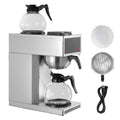 Commercial Drip Coffee Maker, 12 Cups Coffee-Maker Machine with 2 Glass Carafes and 2 Decanter Warmer Plates, Stainless Steel Drip Style Coffee Brewer, for Restaurant, Office, Coffee Shop & Home