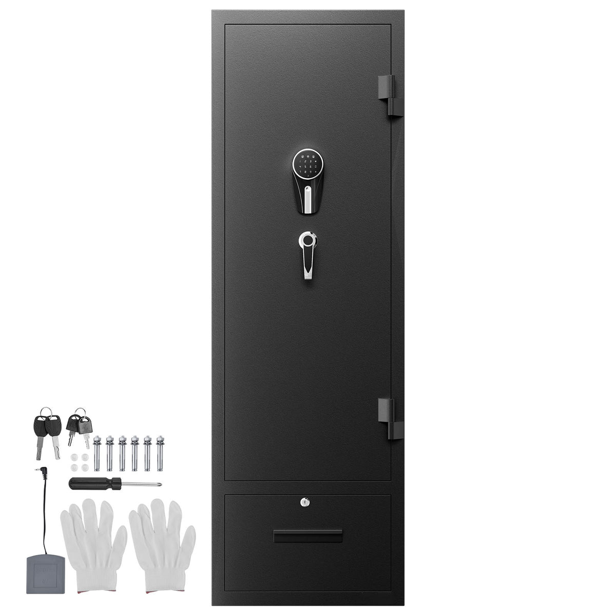 4 Gun Safe, Long Gun Cabinet for Rifles and Pistols, Quick Access Rifle Safe with 2 Ammo Slots, 2 Pistol Pockets & 2 Adjustable Racks, Large Digital Cabinet with Key and Password Lock