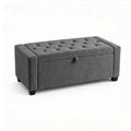 Storage Bench, End of Bed Storage Benches, Chenille Fabric Upholstered Ottoman Bench with Safety Hinge for Living Room Entryway Bedroom Hallway.Dark Gray