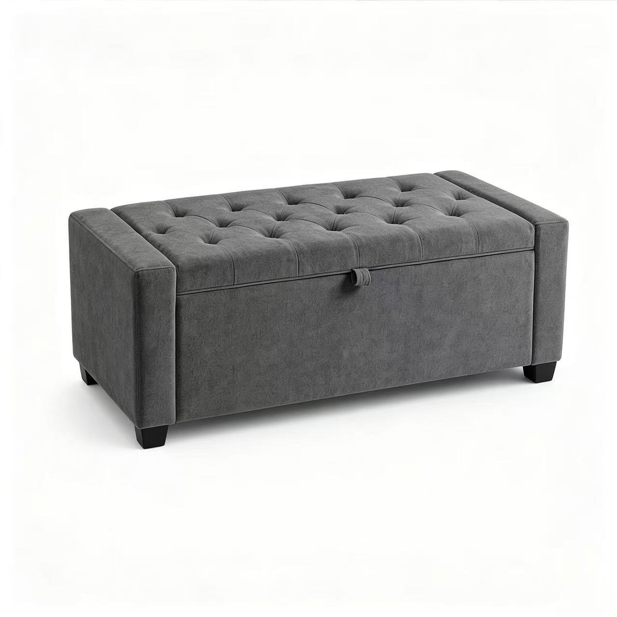 Storage Bench, End of Bed Storage Benches, Chenille Fabric Upholstered Ottoman Bench with Safety Hinge for Living Room Entryway Bedroom Hallway.Dark Gray
