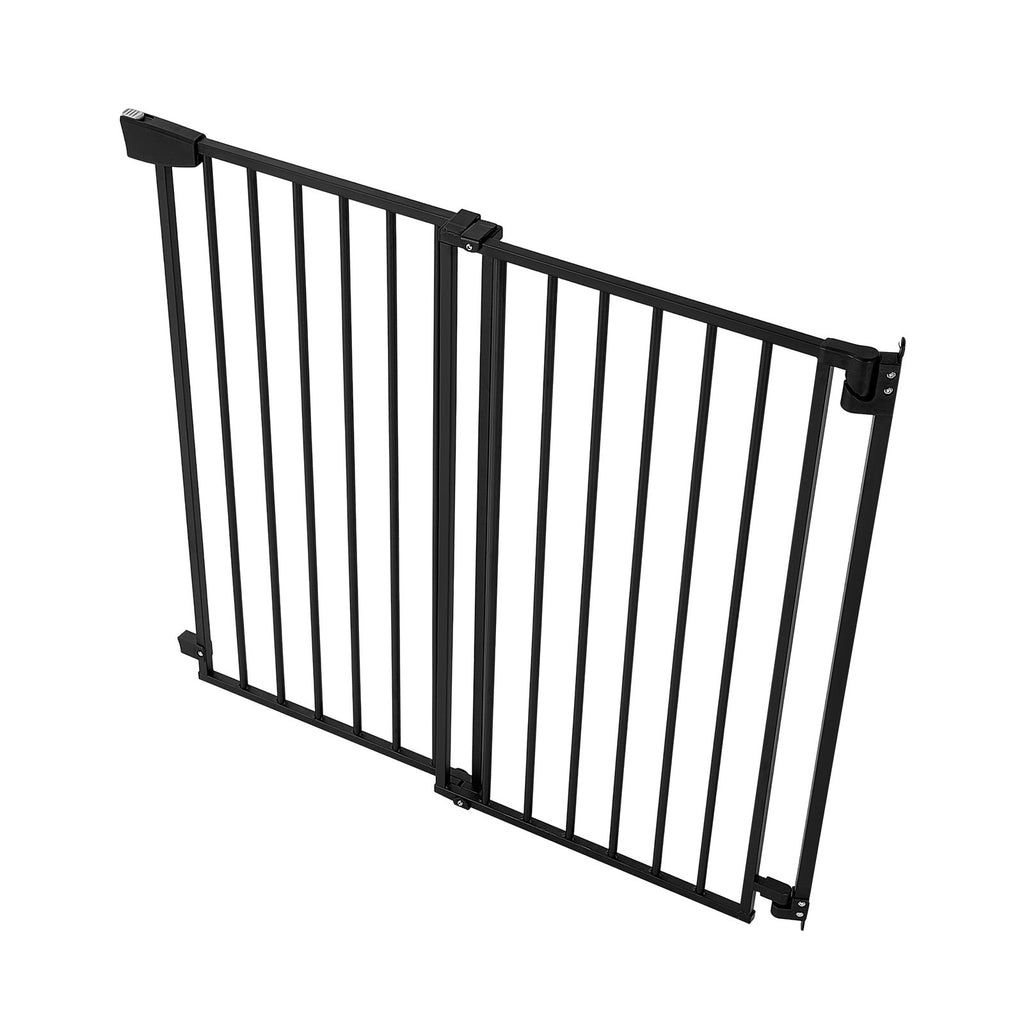 Baby Gate for Stairs, 28-43 in Adjustable Width, 30 in High Dog Gate, No Bottom Bar, One-Handed Operation, Easy Drilling Installation with Hardware Kit, for Stairs, Doorways, and House, Black