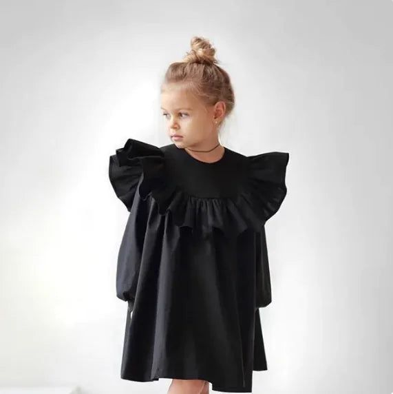 Baby Girl Cotton Ruffle Long Sleeve Dress - Eloy Royal