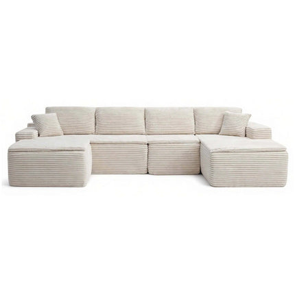 134' Modern Minimalist Modular Sectional Couch, Comfort L Shaped 4-Seat Lounge Sofa with Seat Cushion&Ottoman, Right Hand Facing