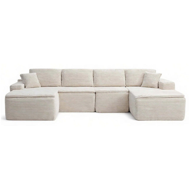134' Modern Minimalist Modular Sectional Couch, Comfort L Shaped 4-Seat Lounge Sofa with Seat Cushion&Ottoman, Right Hand Facing