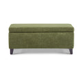 Retro Green Storage Ottoman with Flip-Top Lid, Boucle Fabric & Rubber Wood Legs, 39L x 19.25W x 16.5H