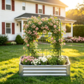 2-in-1 Raised Garden Bed with Trellis - 59' Tall Arch Planter Box for Climbing Plants, Outdoor Galvanized Metal Gardening Bed for Vegetables, Fruits, Flowers (Silver, 4x2x1 Ft)