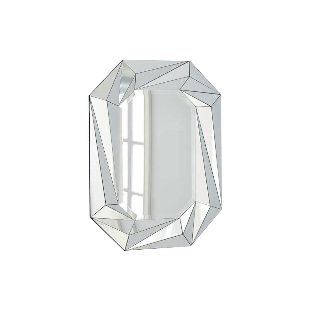 Elegant Diamond-Shaped Wall Mirror with Modern Beveled Edge Frameless Design in Silver Finish, Wood and Glass Construction, 27.56 x 36.22 Inch