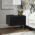 Carnaby 2 Drawer Nightstand in Black Brushed Oak and Bronze