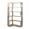 L-Shaped Corner Bookshelf 90cm Extended Size 5-Tier Freestanding Wooden Display Shelf in Light Gray with Anti-Tip Safety Features