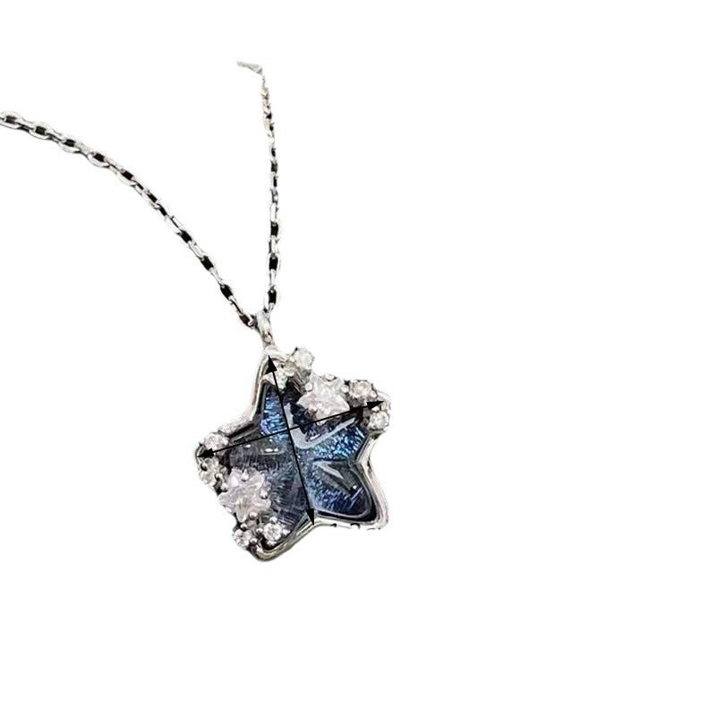 Color Changing Star And Moon Necklace Titanium Steel No Fading Clavicle Chain