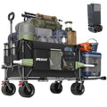 300L Beach Wagon with 58' Expandable Tailgate, 500lbs Heavy Duty Beach Cart with 7' All-Terrain Wheels, Collapsible Folding Wagon with Side Pocket for Outdoor, Black