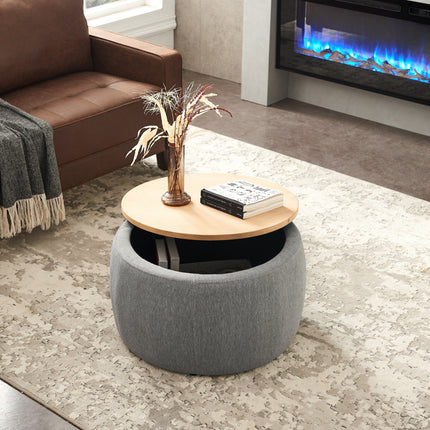 Round Storage Ottoman with 2 in 1 Function