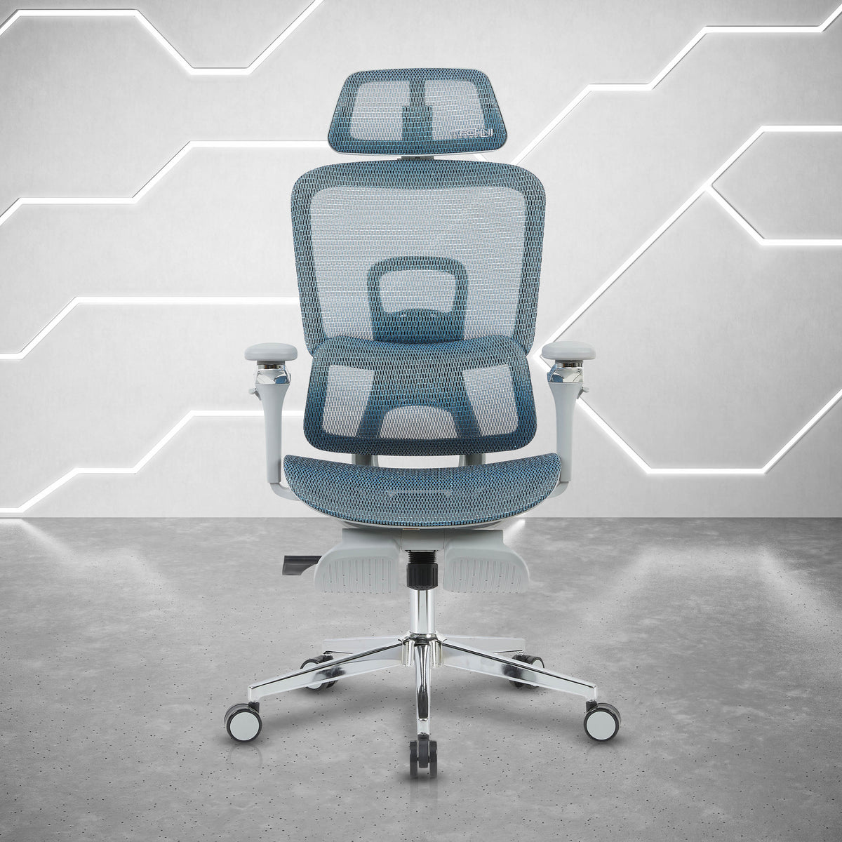 Ergonomic Mesh Office Chair with 5D Armrests & Retractable Footrest, Teal