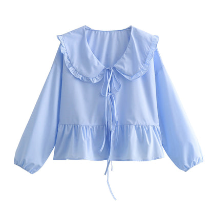 Women's Clothing 3-color Doll Collar Lace Shirt