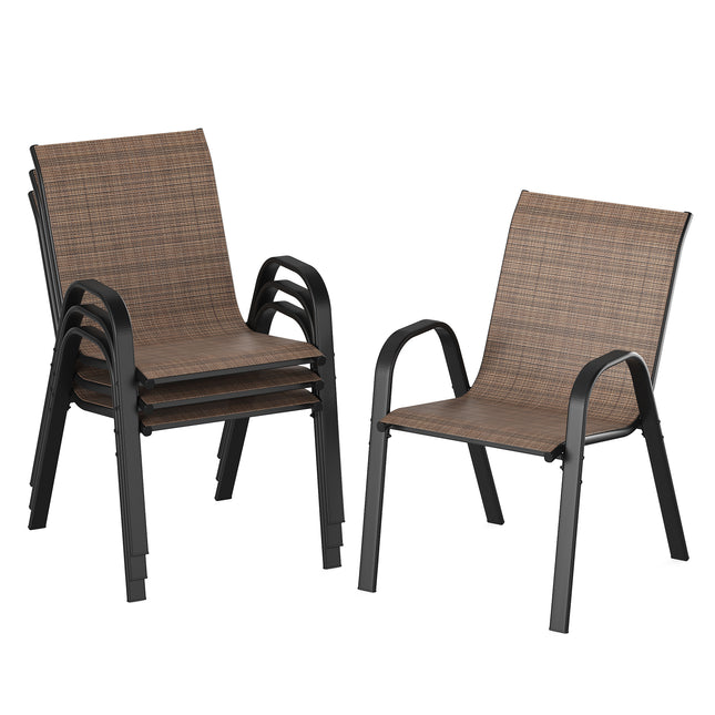 Stackable Outdoor Dining Chairs Set of 4, Textilene Patio Chairs with Powder-Coated Metal Frame, Ideal All Weather Outdoor Armchair for Backyard, Balcony and Poolside