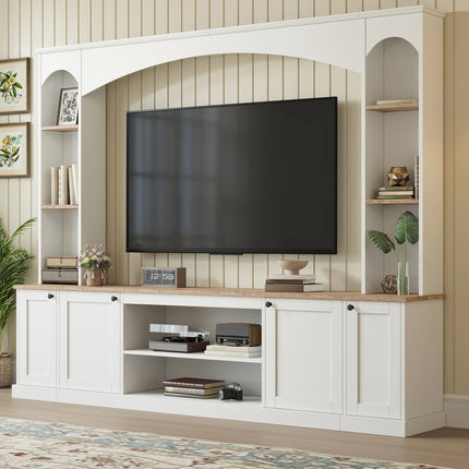 Farmhouse TV Stand with Wood Grain for TVs Up to 70 in