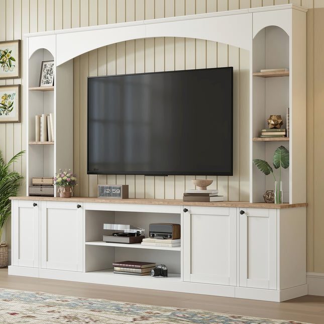 Farmhouse TV Stand with Wood Grain for TVs Up to 70 in