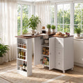 Modern Rolling Kitchen Island Cart with Drop Leaf, Wood Top Mobile Kitchen Cabinet with Side Spice Storage, Drawers & Cabinet for Kitchen Dining Room(Only 1pcs Rolling Kitchen Island Cart)