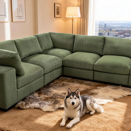 Corduroy Reversible Modular Sectional
