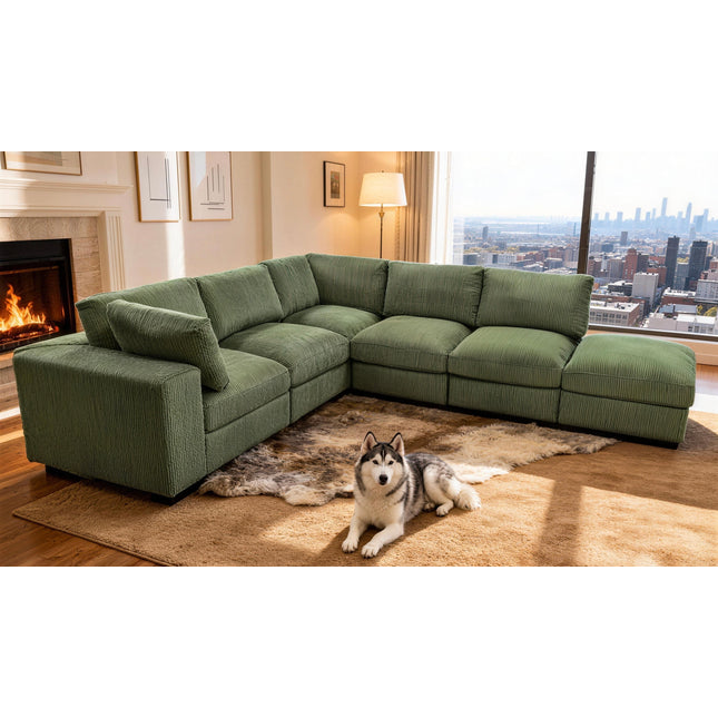 Corduroy Reversible Modular Sectional