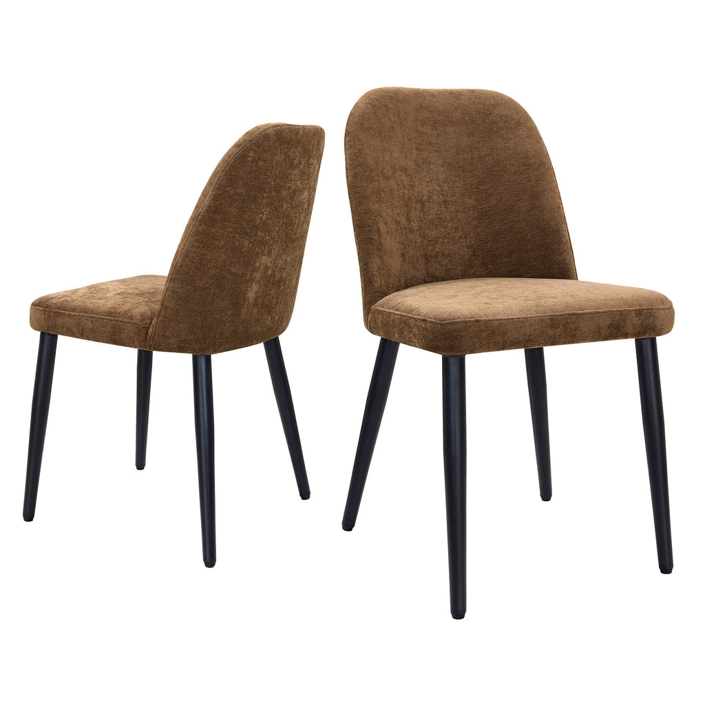 Dark Brown Fabric Identities Chair with Metal Legs, Armless Chair Set of 2 for Kitchen, Restaurant, Living, Meeting Room