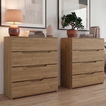 Arcadia Set of 2 Natural Oak Dressers – Modern Bedroom Storage Furniture