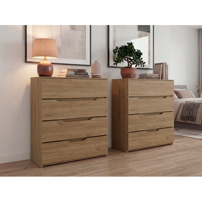 Arcadia Set of 2 Natural Oak Dressers – Modern Bedroom Storage Furniture