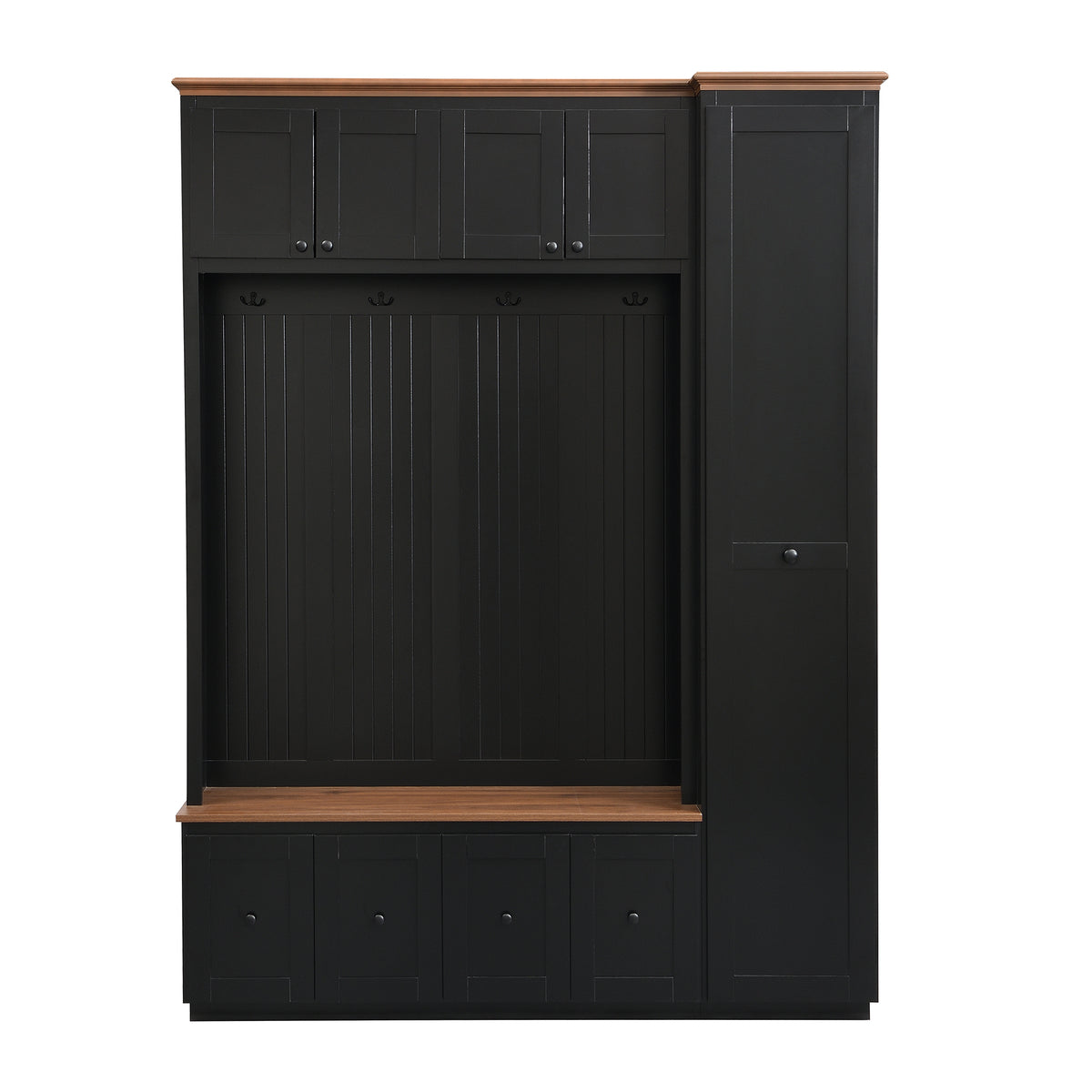 78.7''H Entryway Hall Tree with Storage Bench, 5-in-1 Hall Tree Farmhouse Coat Rack Shoe Bench with Cabinets, Drawers & Hooks for Hallway, Entryway, Living Room, Mudroom